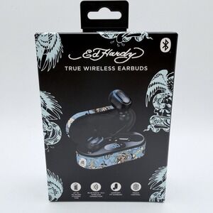 Ed Hardy Love Kills TWS True Wireless Bluetooth Earbuds Blue Touch Control NIB